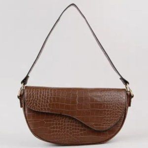 Croco faux leather Brown Shoulder baguette Purse